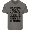 Funny Guitar Slogan Mens V-Neck Cotton T-Shirt Charcoal