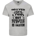 Funny Guitar Slogan Mens V-Neck Cotton T-Shirt Sports Grey