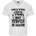 Funny Guitar Slogan Mens V-Neck Cotton T-Shirt White