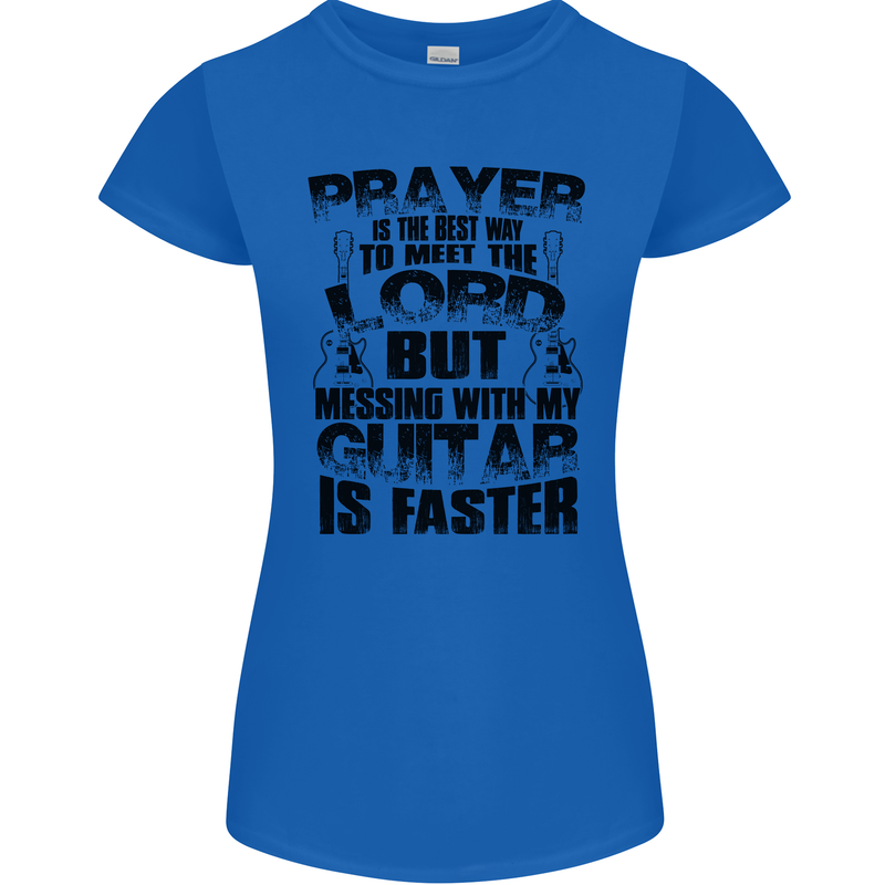 Funny Guitar Slogan Womens Petite Cut T-Shirt Royal Blue