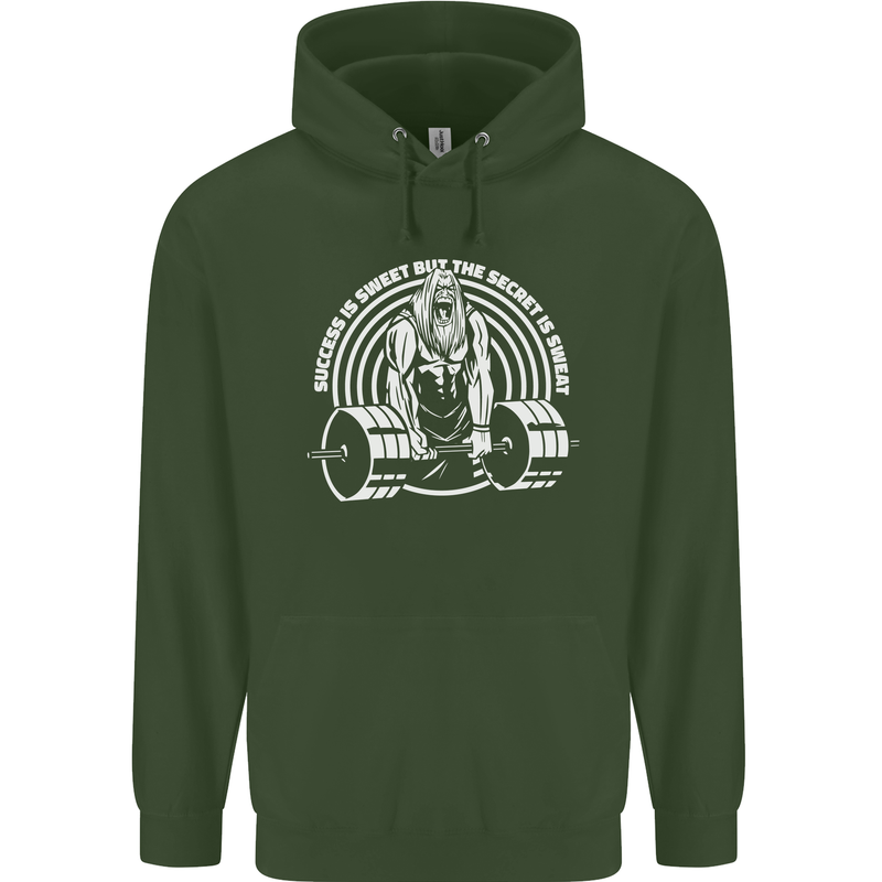 Funny Gym Quote Bodybuilding Training Childrens Kids Hoodie Forest Green