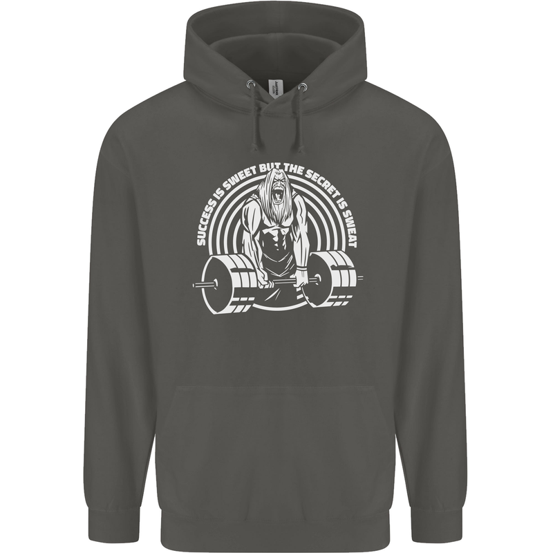 Funny Gym Quote Bodybuilding Training Childrens Kids Hoodie Storm Grey