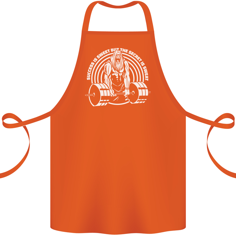 Funny Gym Quote Bodybuilding Training Cotton Apron 100% Organic Orange