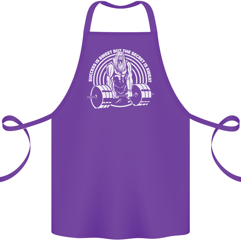 Funny Gym Quote Bodybuilding Training Cotton Apron 100% Organic Purple