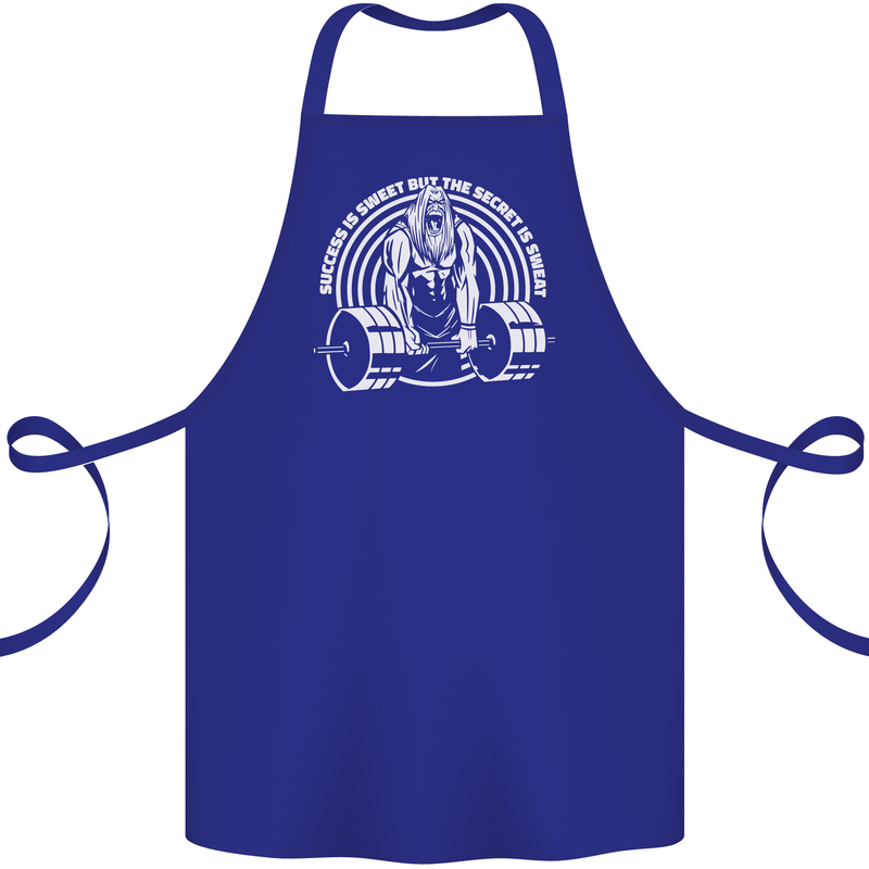 Funny Gym Quote Bodybuilding Training Cotton Apron 100% Organic Royal Blue