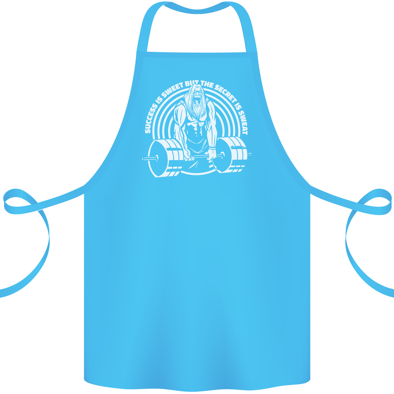 Funny Gym Quote Bodybuilding Training Cotton Apron 100% Organic Turquoise