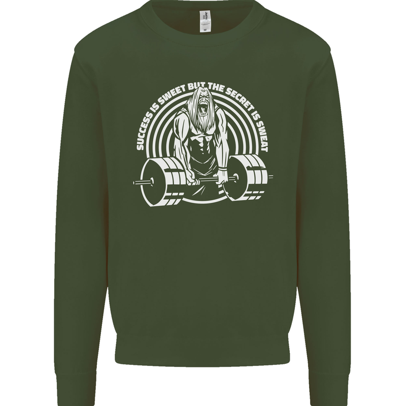 Funny Gym Quote Bodybuilding Training Kids Sweatshirt Jumper Forest Green
