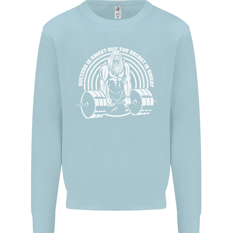 Funny Gym Quote Bodybuilding Training Kids Sweatshirt Jumper Light Blue