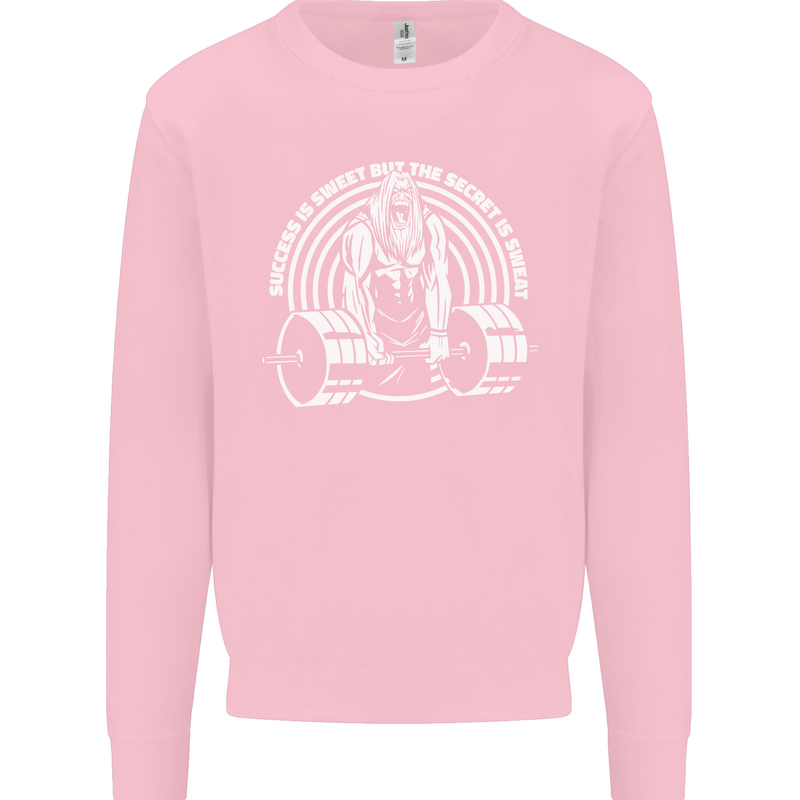 Funny Gym Quote Bodybuilding Training Kids Sweatshirt Jumper Light Pink