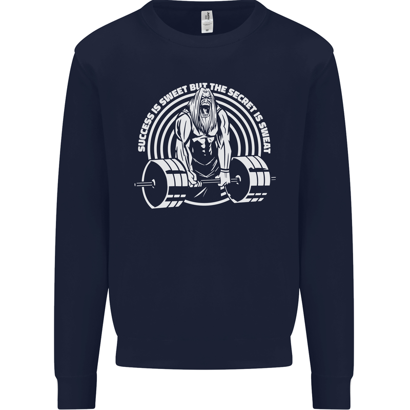 Funny Gym Quote Bodybuilding Training Kids Sweatshirt Jumper Navy Blue