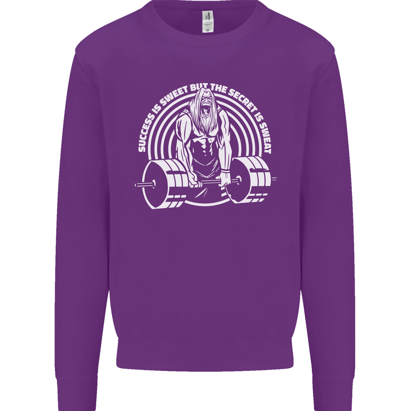 Funny Gym Quote Bodybuilding Training Kids Sweatshirt Jumper Purple