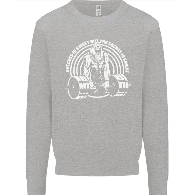 Funny Gym Quote Bodybuilding Training Kids Sweatshirt Jumper Sports Grey