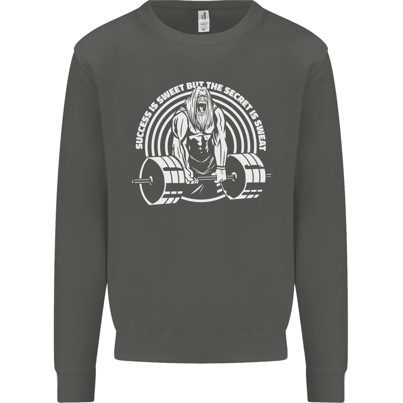 Funny Gym Quote Bodybuilding Training Kids Sweatshirt Jumper Storm Grey