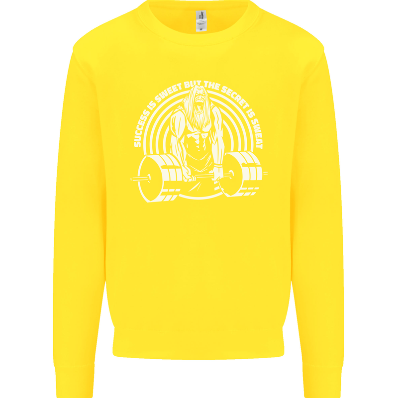 Funny Gym Quote Bodybuilding Training Kids Sweatshirt Jumper Yellow