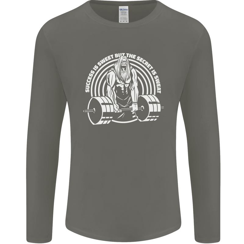 Funny Gym Quote Bodybuilding Training Mens Long Sleeve T-Shirt Charcoal