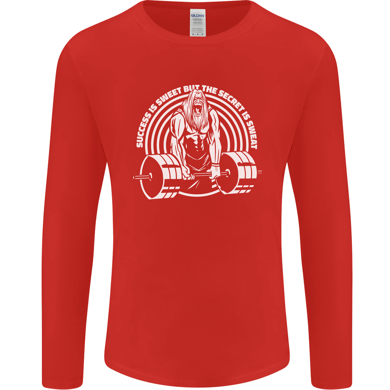 Funny Gym Quote Bodybuilding Training Mens Long Sleeve T-Shirt Red