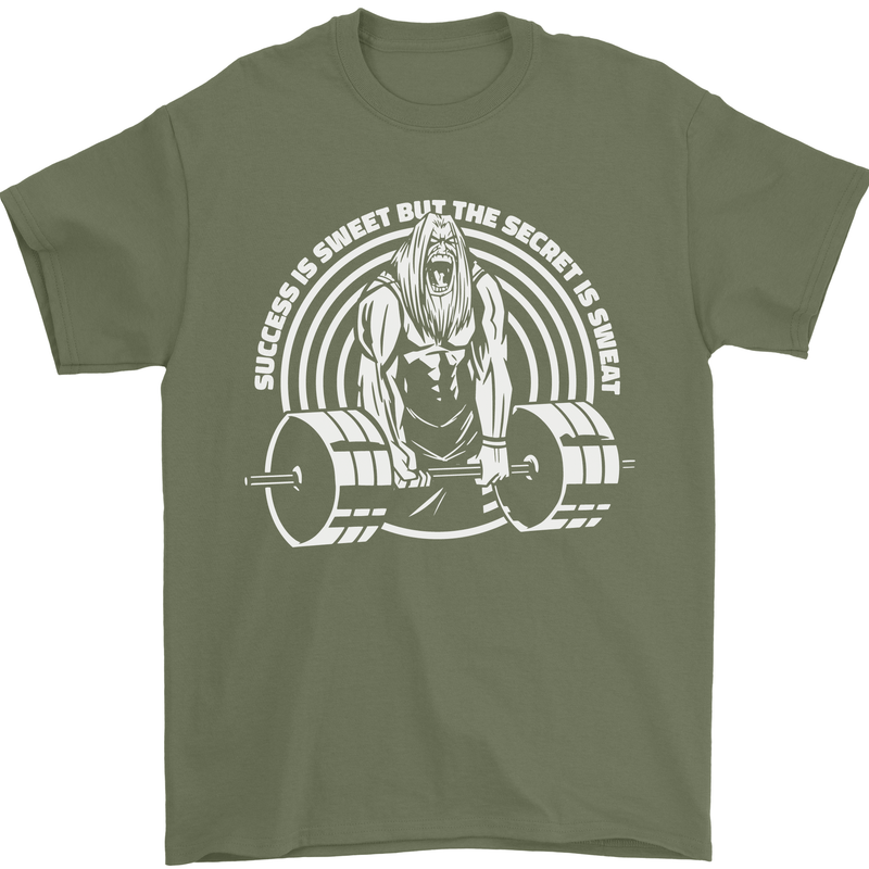 Funny Gym Quote Bodybuilding Training Mens T-Shirt 100% Cotton Military Green