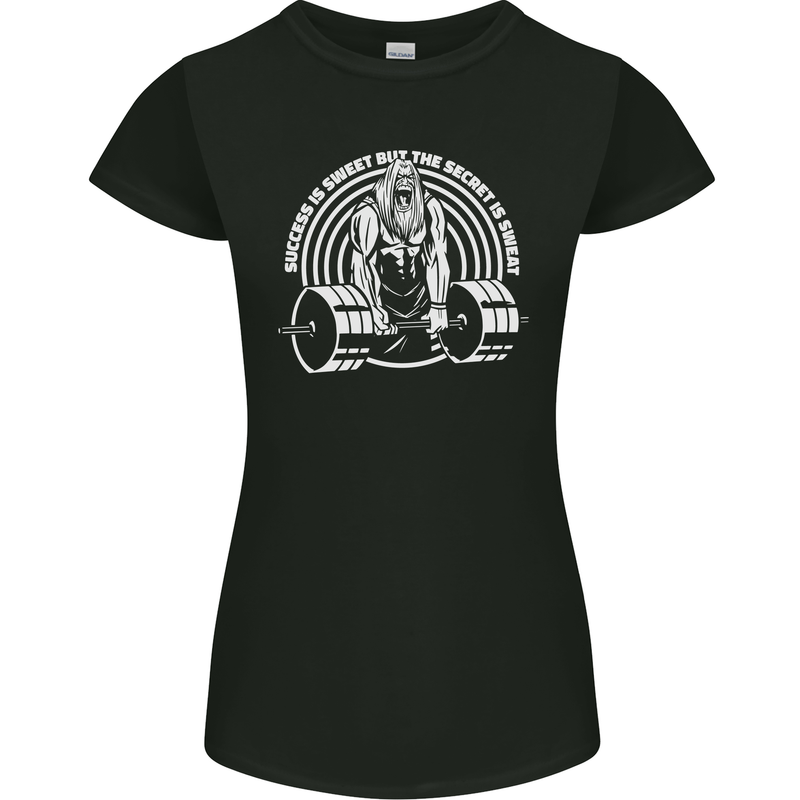 Funny Gym Quote Bodybuilding Training Womens Petite Cut T-Shirt Black