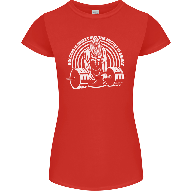 Funny Gym Quote Bodybuilding Training Womens Petite Cut T-Shirt Red