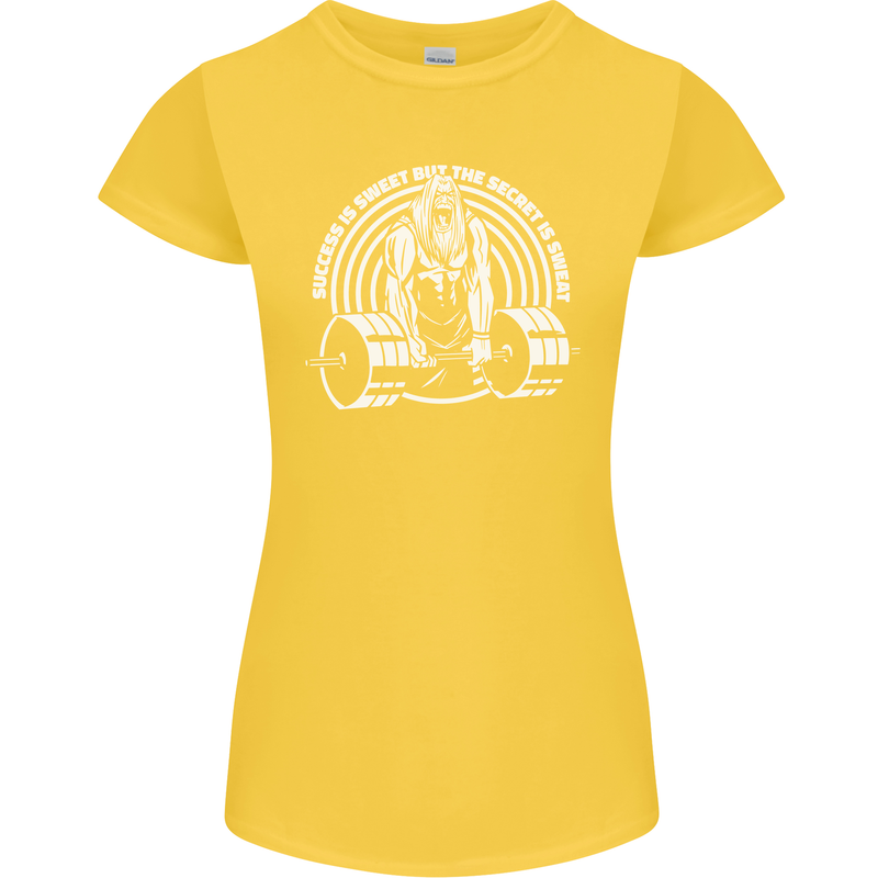 Funny Gym Quote Bodybuilding Training Womens Petite Cut T-Shirt Yellow