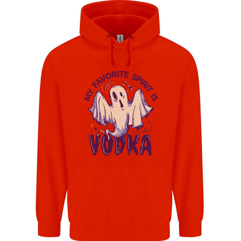 Funny Halloween Alcohol Vodka Spirit Ghost Childrens Kids Hoodie Bright Red