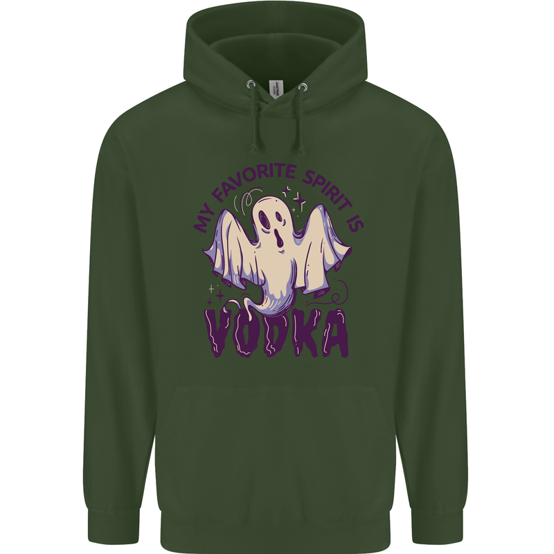 Funny Halloween Alcohol Vodka Spirit Ghost Childrens Kids Hoodie Forest Green