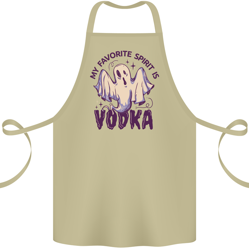 Funny Halloween Alcohol Vodka Spirit Ghost Cotton Apron 100% Organic Khaki