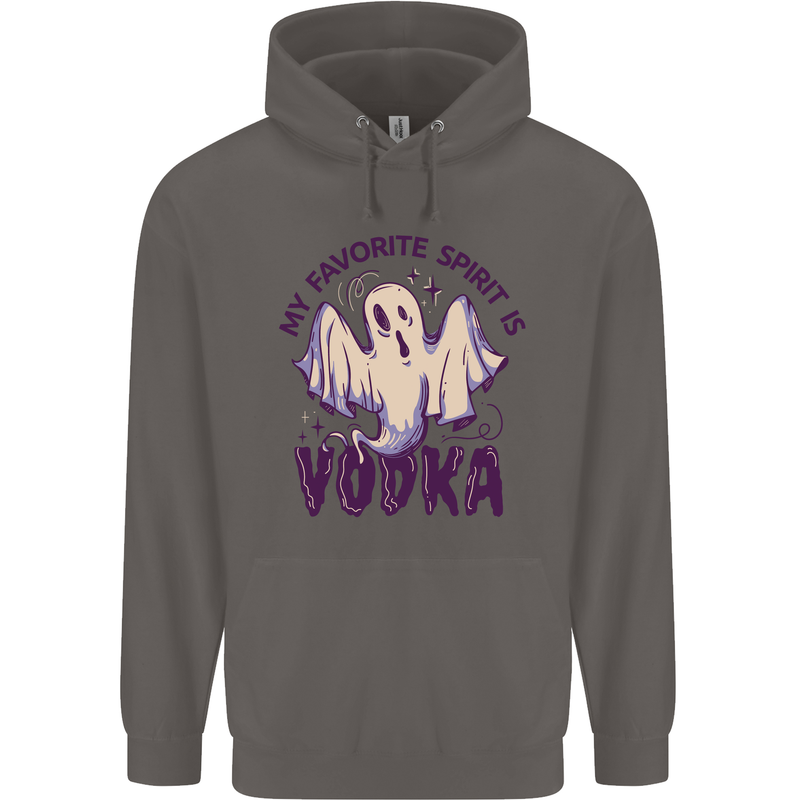 Funny Halloween Alcohol Vodka Spirit Ghost Mens 80% Cotton Hoodie Charcoal