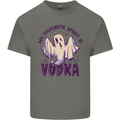 Funny Halloween Alcohol Vodka Spirit Ghost Mens Cotton T-Shirt Tee Top Charcoal