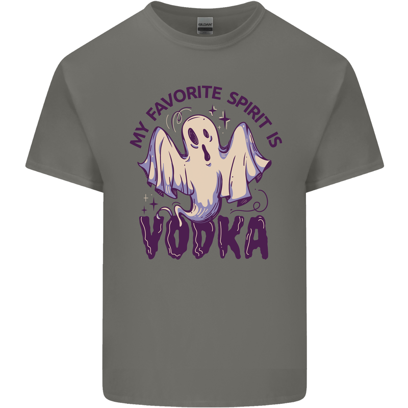 Funny Halloween Alcohol Vodka Spirit Ghost Mens Cotton T-Shirt Tee Top Charcoal