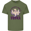 Funny Halloween Alcohol Vodka Spirit Ghost Mens Cotton T-Shirt Tee Top Military Green