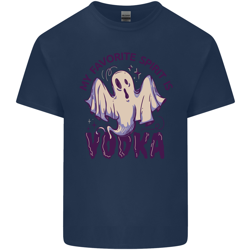 Funny Halloween Alcohol Vodka Spirit Ghost Mens Cotton T-Shirt Tee Top Navy Blue