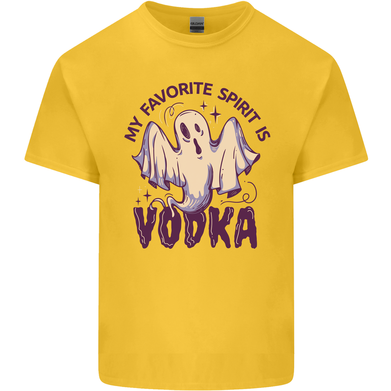 Funny Halloween Alcohol Vodka Spirit Ghost Mens Cotton T-Shirt Tee Top Yellow