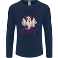 Funny Halloween Alcohol Vodka Spirit Ghost Mens Long Sleeve T-Shirt Navy Blue