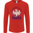 Funny Halloween Alcohol Vodka Spirit Ghost Mens Long Sleeve T-Shirt Red