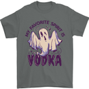 Funny Halloween Alcohol Vodka Spirit Ghost Mens T-Shirt Cotton Gildan Charcoal