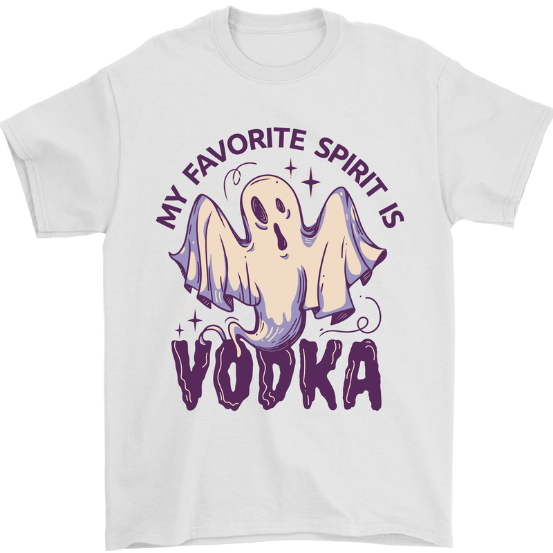 Funny Halloween Alcohol Vodka Spirit Ghost Mens T-Shirt Cotton Gildan White