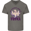 Funny Halloween Alcohol Vodka Spirit Ghost Mens V-Neck Cotton T-Shirt Charcoal