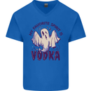 Funny Halloween Alcohol Vodka Spirit Ghost Mens V-Neck Cotton T-Shirt Royal Blue