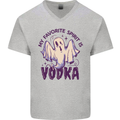 Funny Halloween Alcohol Vodka Spirit Ghost Mens V-Neck Cotton T-Shirt Sports Grey