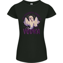 Funny Halloween Alcohol Vodka Spirit Ghost Womens Petite Cut T-Shirt Black