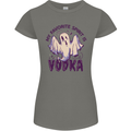 Funny Halloween Alcohol Vodka Spirit Ghost Womens Petite Cut T-Shirt Charcoal