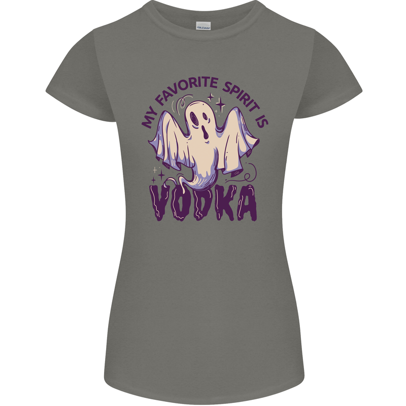 Funny Halloween Alcohol Vodka Spirit Ghost Womens Petite Cut T-Shirt Charcoal