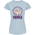 Funny Halloween Alcohol Vodka Spirit Ghost Womens Petite Cut T-Shirt Light Blue