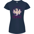 Funny Halloween Alcohol Vodka Spirit Ghost Womens Petite Cut T-Shirt Navy Blue