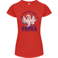 Funny Halloween Alcohol Vodka Spirit Ghost Womens Petite Cut T-Shirt Red