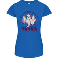 Funny Halloween Alcohol Vodka Spirit Ghost Womens Petite Cut T-Shirt Royal Blue