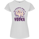 Funny Halloween Alcohol Vodka Spirit Ghost Womens Petite Cut T-Shirt White