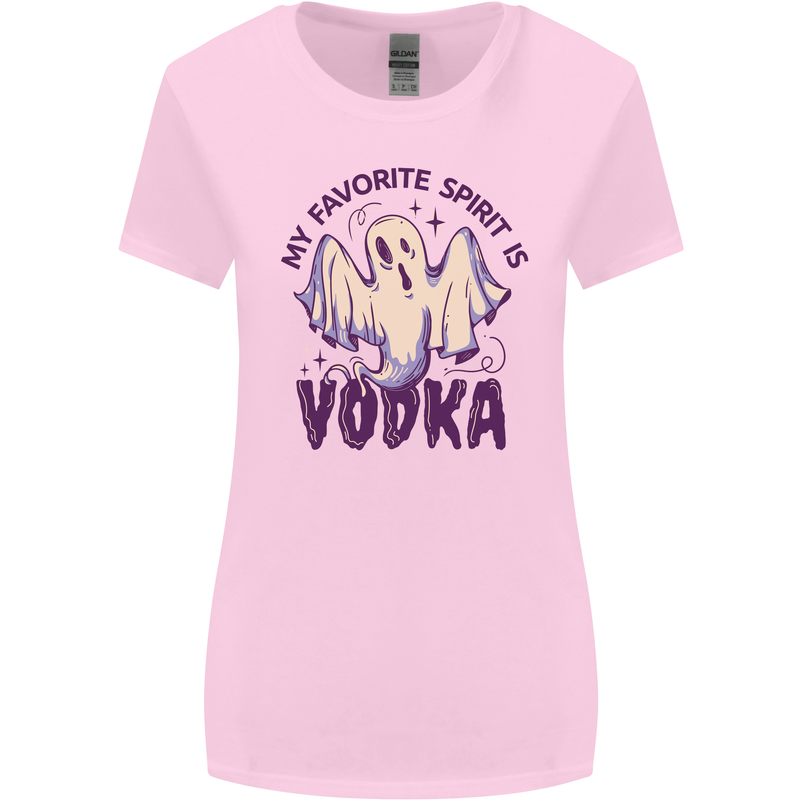 Funny Halloween Alcohol Vodka Spirit Ghost Womens Wider Cut T-Shirt Light Pink