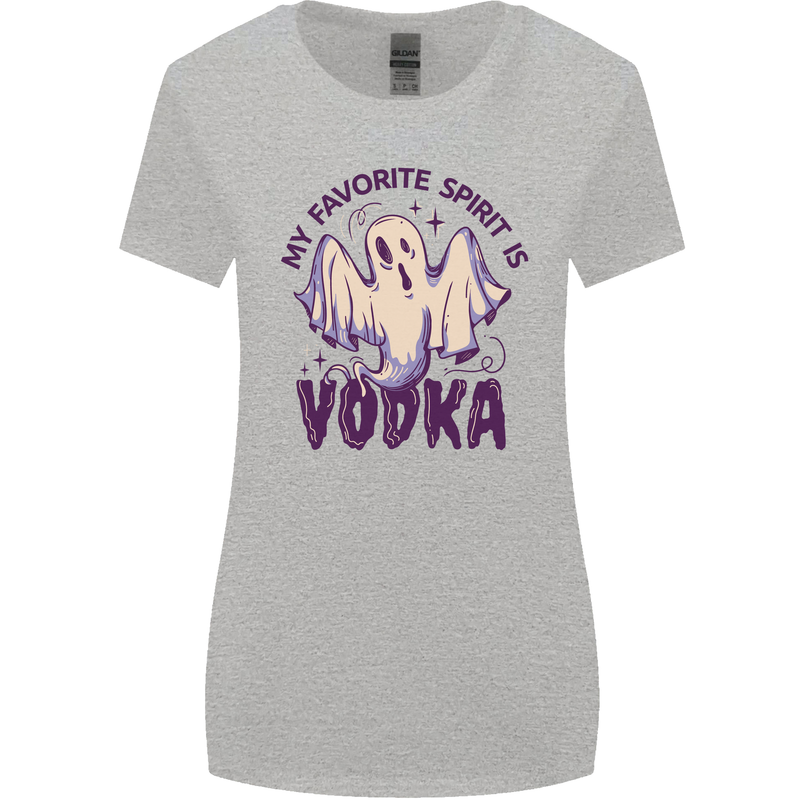 Funny Halloween Alcohol Vodka Spirit Ghost Womens Wider Cut T-Shirt Sports Grey